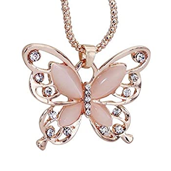 【中古】【輸入品 未使用】Comelyjewel Necklace Hollow Crystal Butterfly Pendant Necklace Jewelry for Women Girl Birthday Gifts Durable and Useful 並行輸入品