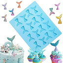 【中古】【輸入品 未使用】Sakolla 16 Cavity Mermaid Tail Silicone Mold for Fondant, Cake Decoration, Chocolate, Soap, Candy, Jello, Cupcake Topper, Gumpaste, Cla