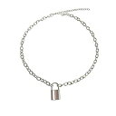 【中古】【輸入品 未使用】ROSTIVO Chain Necklace for Women and Men Egirl Lock Pendant Necklace Silver Punk Chain Necklace for Boys and Girls 並行輸入品