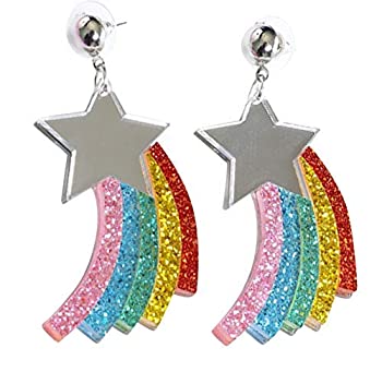 CutieJewelry Rainbow Cloud Colorful Lightning Dangle Stud Earrings 