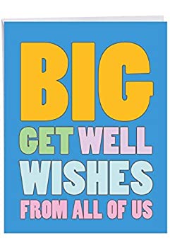 šۡ͢ʡ̤ѡNobleWorks - Big Funny Group Get Well Card (8.5 x 11 Inch) - Jumbo Feel Better Soon from All of Us, Hospital, Sick - Big Get Well Wishe