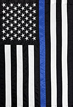 šۡ͢ʡ̤ѡBriarwood Lane Thin Blue Line Police Applique &Embroidered Garden Flag 12.5