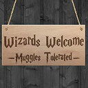 【中古】【輸入品 未使用】XLD Store Wizards Welcome Muggles Tolerated Gift Hanging Plaque Magic Home Wood Sign 並行輸入品