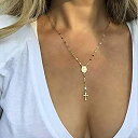 【中古】【輸入品 未使用】Donbnine Cross Pendant Necklaces Long Chain Y Lariat Religious Silver Jewelry for Women (gold) 並行輸入品