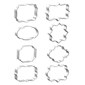 【中古】【輸入品 未使用】8 PCS Plaque Cookie Cutters Stainless Steel, Fondant Cutter Molds for Biscuit, Fruit, Bread - Square, Oval, Rectangle, Photo Plaques Fr
