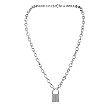 šۡ͢ʡ̤ѡ7th Moon Lock Pendant Necklace Statement Long Chain Punk ...