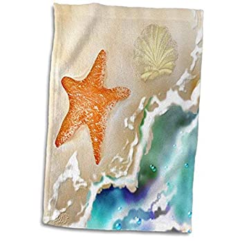 【中古】【輸入品・未使用】3D Rose Starfish and Seashell in The Sand Near The Ocean Digital Art Hand Towel 15 inch x 22 inch [並行輸入品]