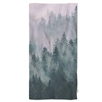 【中古】【輸入品・未使用】oFloral Misty Fir Pine Forest Hand Towels Vintage Retro Style Foggy Landscape in Hipster Soft Comfortable Super-Absorbent Towel for Bat