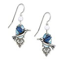 yÁzyAiEgpzSilver Forest Earrings - silver hummingbird w/blue wings on cloud [sAi]