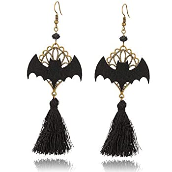 【中古】【輸入品 未使用】Punk Gothic Lolita Retro Jewelry Halloween Party Black Bat Tassel Earrings for Women Girl Cosplay 並行輸入品