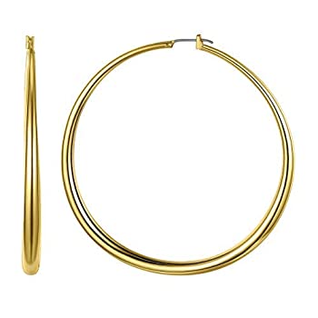 【中古】【輸入品・未使用】GoldChic Jewelry 1Pair/3 Pairs Classic Medium/Big Round Loop Hoop Earrings, Stainless Steel Hoop Earrings in Gold/Black/Silver Tone for
