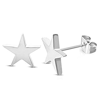 【中古】【輸入品 未使用】Stainless Steel Shining Shooting Tiny Star Stud Post Earrings for Women Men 7mm 並行輸入品