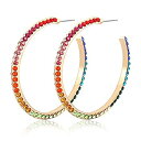 【中古】【輸入品・未使用】HEIDKRUEGER Hoop Earrings for Women Rainbow Rhinestone Pave Hoop Earrings Statement Multi CZ Earrings Hoop [並行輸入品]