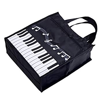 yÁzyAiEgpzPiano Keys Handbag Reusable Grocery Bag Shoulder Shopping Bag Tote Bag for Music Teacher Girls Gift Bag (Piano Keys Handbag Black) [