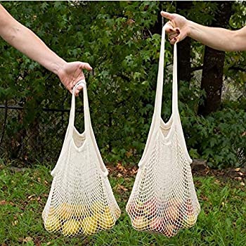 【中古】【輸入品・未使用】Net Shopping Bag Cotton Market String Reusable Net Shopping Tote with Long Handles Washable Mesh Fruit Vegetable Pack of 2 [並行輸入品]