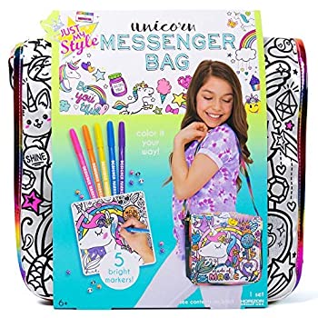 【中古】【輸入品 未使用】Just My Style Color Your Own Unicorn Messenger Bag by Horizon Group USA,Embellish Your Unicorn Themed Holographic Purse,DIY Arts Craf