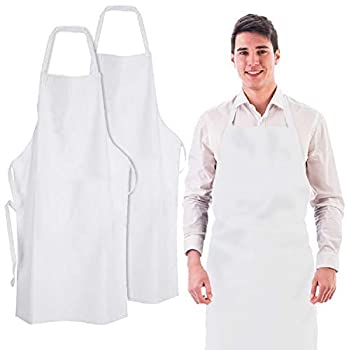 šۡ͢ʡ̤ѡWealuxe Professional White Bib Aprons | 32x28 Inch | White | 2 Pack [¹͢]