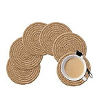 【中古】【輸入品・未使用】Gracelife 6pcs Cup Mat Pure Cotton Thread Weave Round Drink Hot Pads Mats Set Absorbent Scald-proof Drink Coasters (Jute color) 商品カ