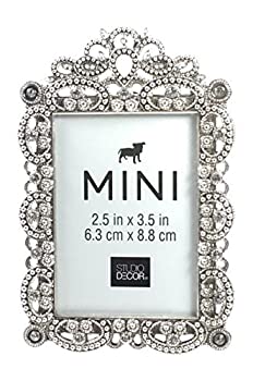 šۡ͢ʡ̤ѡBejeweled Silver Tone Metal Mini Picture Frame, 2.5 inch ...