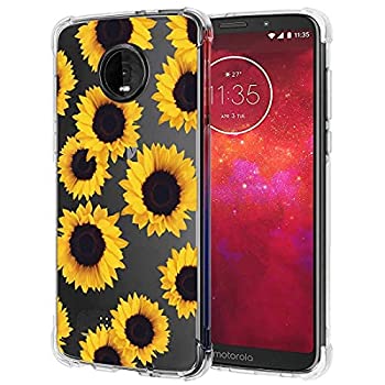 【中古】【輸入品・未使用】Booceicd Moto Z3 Case, Moto Z3 Play Case with Flowers, Shockproof Clear Floral Soft Flexible TPU Slim Phone Case Cover for Motorola Mot