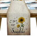 【中古】【輸入品 未使用】Custom Bed USA Rustic Sunflower Table Runner Dresser Scarf 13x70inch Linen Burlap Table Runners Non-Slip Heat Resistant Cloth Placemat