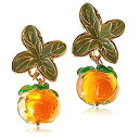 【中古】【輸入品・未使用】ANDPAI Creative Funny Lifelike Glass Fruits Tomato Dangle Drop Earrings Halloween Vegetables Pumpkin Stud Earrings with Green Leaf for