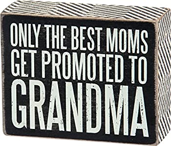 Primitives by Kathy Box Sign, Promoted to Grandma, 4 by 5-Inch 
