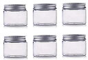 【中古】【輸入品 未使用】6Pcs 8 oz Clear Round Plastic Jars with Aluminium Lid - Empty Cosmetic Containers Bottle Case Pot for Storage Food Sample Lotion Facial