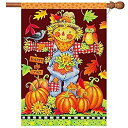 【中古】【輸入品 未使用】Fall House Flags Double Sided Autumn Flag Scarecrow Harvest Pumpkin Yard Decorations Happy Fall Garden Flags 28 x 40 Inch Large Fall Ya