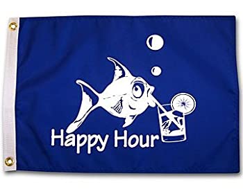 šۡ͢ʡ̤ѡHappy Hour Fish Royal Blue Outdoor Garden Flag 12X18in [¹͢]