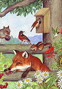 【中古】【輸入品 未使用】Toland Home Garden Fox and Friends 28 x 40 Inch Decorative Spring Woodland Birds Cute House Flag 並行輸入品