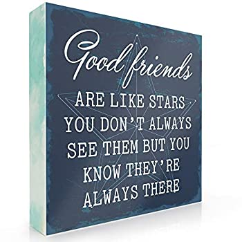 yÁzyAiEgpzBarnyard Designs Good Friends are Like Stars Box Wall Art Sign, Primitive Country Farmhouse Home Decor Sign with Sayings 6