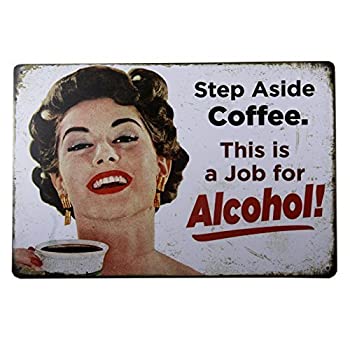【中古】【輸入品・未使用】dingleiever- Step Aside Coffee Vintage Retro Tin Sign Funny Humour 50 s Girls Metal Poster [並行輸入品]