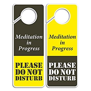 CLEVER SIGNS Do Not Disturb Sign - Meditation in Progress, Door Hanger 2 Pack, Double Sided, Ideal for Using in Any Places 