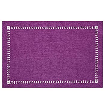 【中古】【輸入品 未使用】Grelucgo Decorative Hemstitch Purple Table Placemats for Easter or Halloween, 12 by 18 Inch, Set of 4 並行輸入品