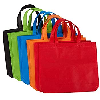 yÁzyAiEgpzJuvale Reusable Grocery Bags ? 10 Pack Non-Woven Fabric Shopping Bag with Handle, Large Party Favor Gift Tote Bags, Rainbow Goodie Tre