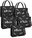 【中古】【輸入品 未使用】Reusable Stylish Tote Bags, 5 Pack - Black Bride Medium Sized Carrying Bag for Shoes, Groceries, Accessories Lightweight for Travel