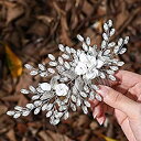 【中古】【輸入品 未使用】Jeairts Flower Bride Wedding Hair Comb Silver Crystal Bridal Hair Side Combs Leaf Headpiece Hair Dress Rhinestone Decorative Hair Acces