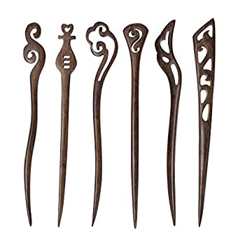 楽天スカイマーケットプラス【中古】【輸入品・未使用】inSowni 6 Pack Handmade Ancient Chinese Japanese Sandalwood Wooden Vintage Retro Carved Hair Sticks Pins Clips Barrettes for Women Girl