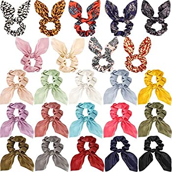 【中古】【輸入品 未使用】24 Pieces Hair Scrunchies Soft Scarves Scrunchies Elastic Hair Bands Bow Hair Ties Rabbit Ears Scrunchy Ponytail Holder Hair Accessorie