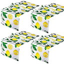 【中古】【輸入品・未使用】Tomacao 4 Pieces Lemon Table Runner Lemon Pattern Polyester Table Decor 12 x 72 Inch Machine Washable Tablecloth for Indoor Outdoor Eve