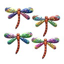 【中古】【輸入品 未使用】GEZICHTA Metal Dragonfly Garden Wall Decor Outdoor Fence Art Sculpture Set of 4 Outside Hanging Decorations for Living Room, Bedroom 商