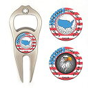 【中古】【輸入品・未使用】Hat Trick Openers 6-in-1 Golf Divot Tool & Poker Chip Marker Set with USA Logo, Nickel [並行輸入品]