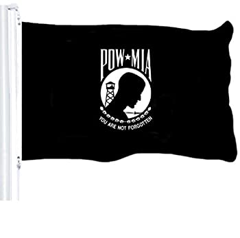 G128 - POW MIA Black Flag You are Not Forgotten Prisoner War 150D Polyester Flag 3x5 Ft Printed Stars Stripes Brass Grommets Indoor/Out