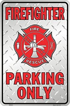 【中古】【輸入品・未使用】Firefighter Parking Only Embossed Metal Novelty Parking Sign SP80010-8" x 12" [並行輸入品]