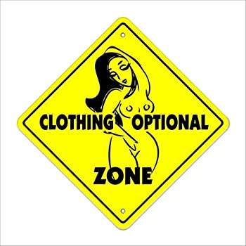 【中古】【輸入品・未使用】Clothing Optional Crossing Sign Zone Xing | Indoor/Outdoor | 12" Tall Pool Swim Supplies Nude [並行輸入品]