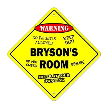 【中古】【輸入品・未使用】Bryson's Room Sign Crossing Zone Xing | Indoor/Outdoor | 12" Tall Kids Bedroom Decor Door Children's Name boy Girl [並行輸入品]