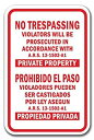 PaBoe Metal Signs 8x12 No Trespassing Violators Will Be Prosecuted in Accordance with ARS 13-1502-A1 Private Property Sign Warning Sign