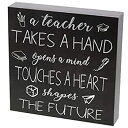 yÁzyAiEgpzBarnyard Designs A Teacher Takes a Hand Opens A Mind Touches A Heart Box Sign Home Decor Wood Sign with Sayings 8h x 8h [sAi]