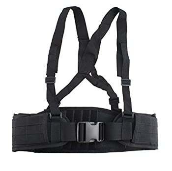 【中古】【輸入品 未使用】FAMI Tactical Battle Combat Airsoft Padded Equipment Molle Waist Belt with Adjustable Suspenders Free Straps for Patrol Army Training O